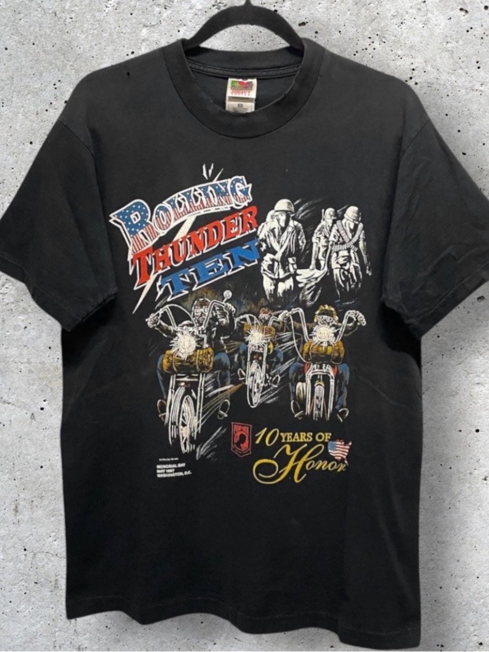 Vintage 1997 Rolling Thunder Ten POWMIA Memorial Day Biker T-Shirt // L